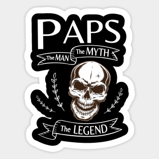 Paps The Man The Myth The Legend Happy Father Halloween Day Skeleton Lover Fans Sticker